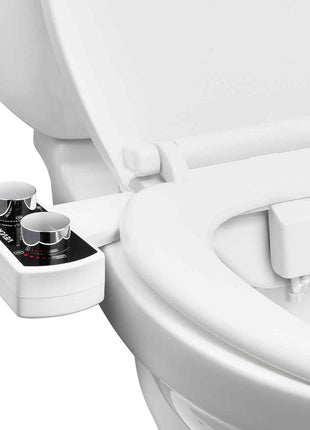 Bidet Attachment for Toilet, Non-Electric Bidet Toilet Seat Attachment - Dual Retractable Nozzles, Adjustable Water Pressure,  Easily Installed Cold Water Sprayer for Rear Feminine Wash, White