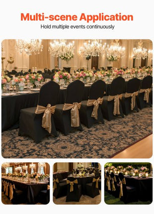Stretch Spandex Folding Chair Covers, Universal Fitted Arched Front Cover, Removable Washable Protective Slipcovers, for Wedding, Holiday, Banquet, Party, Celebration, Dining (50PCS Black)
