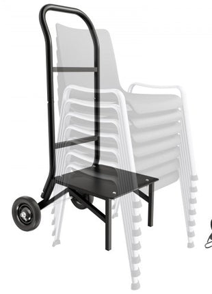Folding Chair Rack, 150 LBS Capacity, Heavy-duty Chair Cart for Stacking 10 Chairs, Multi-Function Metal Chair Storage Dolly with Rubber Wheels, Push-Style Chair Holder, Matte Black