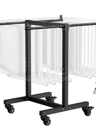 Folding Chair Rack, 200 LBS Capacity, T-shape Chair Cart for 14 Chairs, Heavy-duty Metal Chair Storage Dolly with Rubber Wheels, Multi-Function Chair Holder for Party Event,Hotel, Matte Black