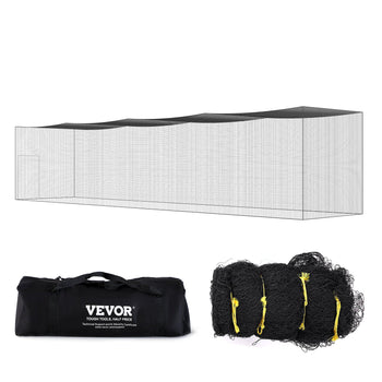 Black fishing net with yellow tie-offs and carrying bag, perfect for outdoor fishing and sports activities.