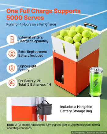 Tennis Ball Machine,4H Runtimeand110 Ball Capacity Auto Ball Launcher, for Beginners and Pro Practice Training, with App Remote Control,Spin Control, 20 Training Modes, and Speeds up to 75MPH