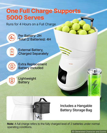 Tennis Ball Machine,4H Runtimeand150 Ball Capacity Auto Ball Launcher, for Beginners and Pro Practice Training, with App Remote Control, Spin Control, 20 Training Modes, and Speeds up to 80MPH