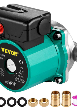 Hot Water Recirculating Pump, 93W, 110V Water Circulator Pump, Circulation Pump, 3/4″ G Thread to 1/2″ NPT Brass Adapter, Stainless Steel Head, 3 Speed Control for Electric Water Heater System