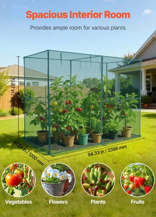 Crop Cage, 7.8 x 3.9 x 5.9 ft Plant Protection Tent with Zippered Door, Wind-Resistant Tall Crop Cage, Easy to Install, Outdoor Raised Bed Cover, Tomato Plant Netting for Garden Patio Lawn