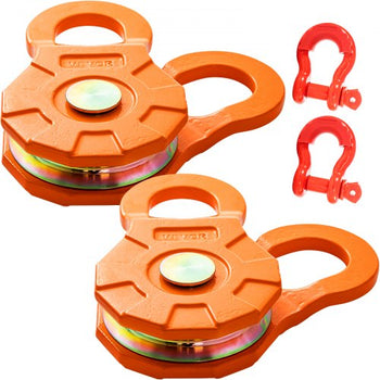 Snatch Block, 11T/25,000 LBS Working Load Limit, Heavy Duty Winch Pulley for 0.55\"/14 mm Synthetic Rope or Soft Shackles, Off-Road Recovery Accessories for Tractor, Truck, ATV & UTV, 2 Packs