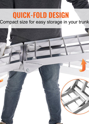 Aluminum Ramps, 1500 lbs Folding Loading Ramps for Pickup Trucks Bed, Trailers Ramp with Load Straps for Dirt Bike, UTV, ATV, Trucks, Lawn Mowers, Snowblower, Cargo Trailer, 89"L x 12"W, 2 Pcs