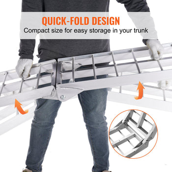 Aluminum Ramps, 1500 lbs Folding Loading Ramps for Pickup Trucks Bed, Trailers Ramp with Load Straps for Dirt Bike, UTV, ATV, Trucks, Lawn Mowers, Snowblower, Cargo Trailer, 89"L x 12"W, 2 Pcs