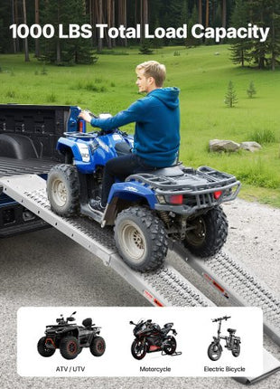 Steel Ramps, 1000 lbs, 2Pcs Heavy-duty Ramps with Wider Ramp Surface, Universal Stable Loading Ramp with Handles, Fit for ATV, UTV, Motorcycle, Electric Bicycle, etc.