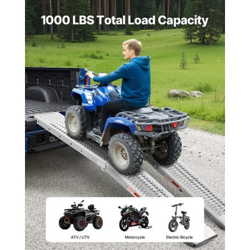 Steel Ramps, 1000 lbs, 2Pcs Heavy-duty Ramps with Wider Ramp Surface, Universal Stable Loading Ramp with Handles, Fit for ATV, UTV, Motorcycle, Electric Bicycle, etc.