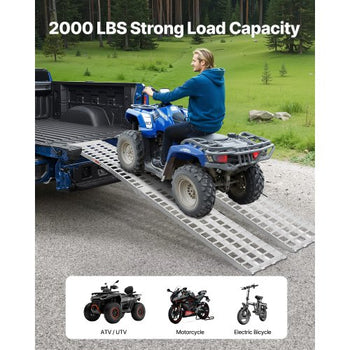 Aluminum Ramps, 2000 lbs, 2Pcs Heavy-duty Ramps with Wider Ramp Surface, Universal Stable Loading Ramp with Handles, Fit for ATV, UTV, Motorcycle, Electric Bicycle, etc.