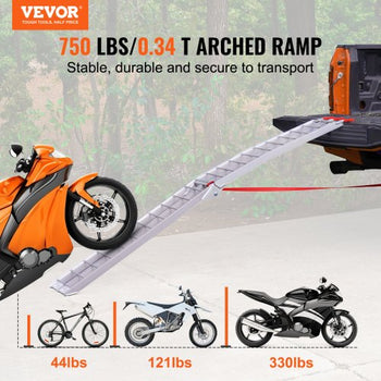 Motorcycle Ramp, 750lbs Folding Loading Ramp for Pickup Trucks Bed, Trailers Ramp with Load Straps for Motorcycle, Dirt Bike, UTV, Lawn Mower, Truck, Snowblower, Cargo Trailer, 89"L x 12"W,1Pc
