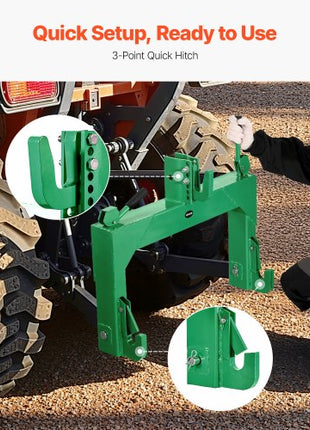 3-Point Quick Hitch, 4000 Lbs Lift Capacity, 3-Pt Trailer Hitch with 5 Level Adjustable Bolt, Adaptation to Category 2 Tractor, Heavy Duty 3 Point Attachments, Green