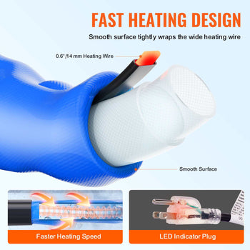 50ft Heated Water Hose for RV, Heated Drinking Water Hose with Corrugated Cover Antifreeze to -45°F, Automatic Self-regulating, 5/8" I.D. with 3/4" GHT Adapter, Lead and BPA Free