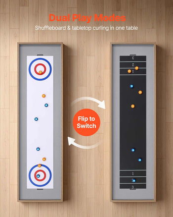 7 ft Shuffleboard Table, 2 in 1 Shuffleboard and Tabletop Curling Combo Game, Compact Shuffle Board with Smooth Surface, Folding Legs, 8 Pucks, Easy to Disassemble and Move, for Family Game Room