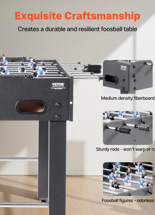 Foosball Table, 48 inch Standard Size Table, Indoor Full Size Foosball Tables for Home, Family, and Game Room, Durable Soccer Set, Includes 2 Balls, Score Keeper, and 2 Cup Holders