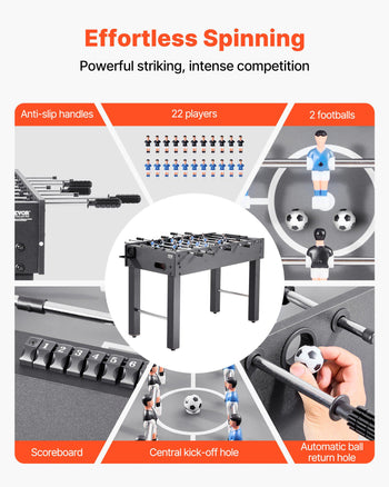 Foosball Table, 48 inch Standard Size Table, Indoor Full Size Foosball Tables for Home, Family, and Game Room, Durable Soccer Set, Includes 2 Balls, Score Keeper, and 2 Cup Holders