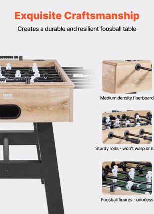 Foosball Table, 55 inch Standard Size Table, Indoor Full Size Foosball Tables for Home, Family, and Game Room, Durable Soccer Set, Includes 4 Balls, Score Keeper, and 2 Cup Holders