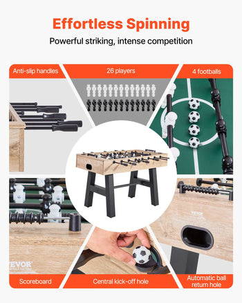 Foosball Table, 55 inch Standard Size Table, Indoor Full Size Foosball Tables for Home, Family, and Game Room, Durable Soccer Set, Includes 4 Balls, Score Keeper, and 2 Cup Holders