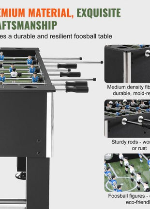 Foosball Table, 55 inch Standard Size Foosball Table, Indoor Full Size Foosball Table for Home, Family, and Game Room, Soccer with Foosball Table Set, Includes 4 Balls and 4 Cup Holders