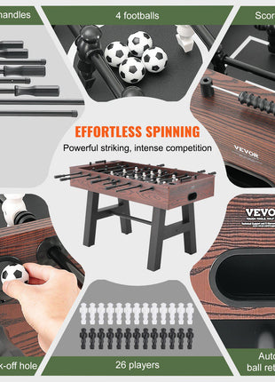 Foosball Table, 55 inch Standard Size Foosball Table, Indoor Full Size Foosball Table for Home, Family, and Game Room, Soccer with Foosball Table Set, Includes 4 Balls and 2 Cup Holders