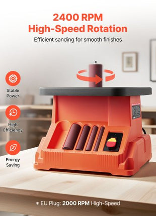 Oscillating Spindle Sander, 2400RPM Benchtop Spindle Sander with 6 Sleeves (1/2"-3"), 5/8" Stroke & 15.4 x 16.3-inch Wide Worktable for Furniture Finishing, Crafts Sanding, DIY Woodworking