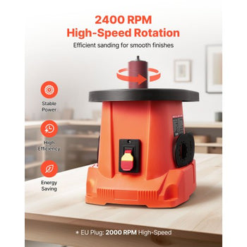Oscillating Spindle Sander, 2400RPM Benchtop Spindle Sander with 6 Sleeves (1/2"-3"), 5/8" Stroke, 15.6" x 11.6" Cast Iron Worktable for Furniture Finishing, Crafts Sanding, DIY Woodworking
