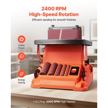 Oscillating Belt and Spindle Sander, 2400RPM Benchtop Spindle Sander with 5/8" Stroke, 5 Sleeves (1/2" - 2") & 24" x 3.86" Sanding Belt for Woodworking, Furniture Finishing, DIY Projects