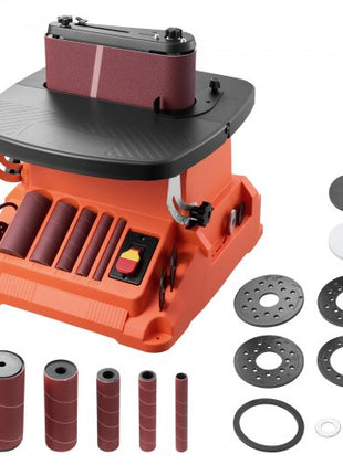 Oscillating Belt and Spindle Sander, 2400RPM Benchtop Spindle Sander with 5/8" Stroke, 5 Sleeves (1/2" - 2") & 24" x 3.86" Sanding Belt for Woodworking, Furniture Finishing, DIY Projects
