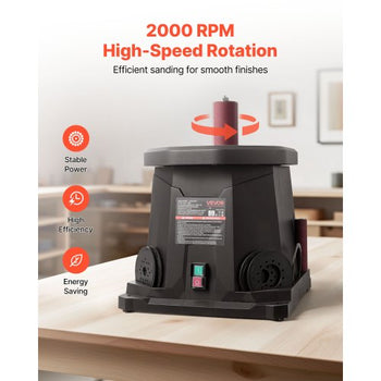 Oscillating Spindle Sander, 2000RPM Benchtop Spindle Sander with 6 Sleeves (1/2"-3"), 0.59" Stroke & Dust Connection Port for Furniture Finishing, Crafts Sanding, DIY Woodworking