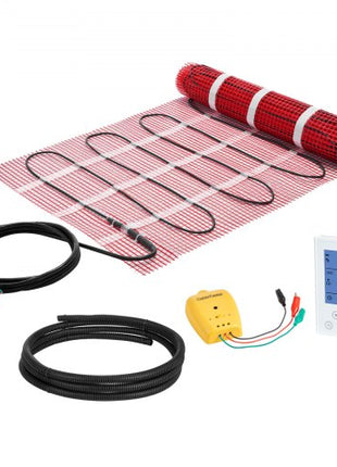15 sqft Self-Adhesive Mesh Floor Heating Mat System, 120V Electric Radiant Heated Floor System, with Smart Control Thermostat & Alarm, Easy Installation for Tile, Stone, Vinyl