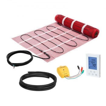 15 sqft Self-Adhesive Mesh Floor Heating Mat System, 120V Electric Radiant Heated Floor System, with Smart Control Thermostat & Alarm, Easy Installation for Tile, Stone, Vinyl