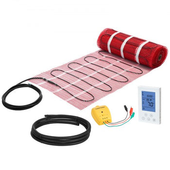 80 sqft Self-Adhesive Mesh Floor Heating Mat System, 120V Electric Radiant Heated Floor System, with Smart Control Thermostat & Alarm, Easy Installation for Tile, Stone, Vinyl