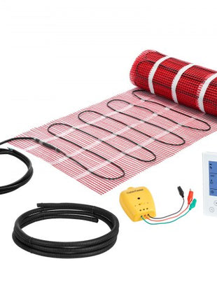 90 sqft Self-Adhesive Mesh Floor Heating Mat System, 120V Electric Radiant Heated Floor System, with Smart Control Thermostat & Alarm, Easy Installation for Tile, Stone, Vinyl