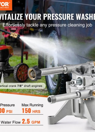Pressure Washer Pump, 7/8" Shaft Vertical, 3100 PSI, 2.5GPM, Replacement Power Washer Pumps Kit with 5 Nozzles, Compatible with Briggs & Stratton, Generac, Devilbiss, Troy Bilt, Honda, Craftsman