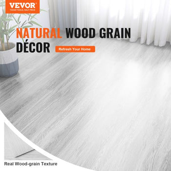 Self Adhesive Vinyl Floor Tiles 36 x 6 inch, 36 Tiles 2.5mm Thick Peel & Stick, Light Gray Wood Grain DIY Flooring for Kitchen, Dining Room, Bedrooms & Bathrooms, Easy for Home Decor