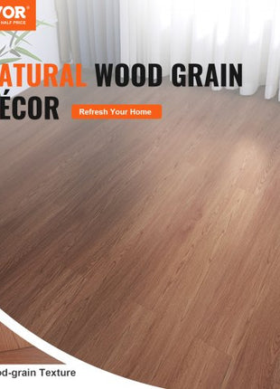 Self Adhesive Vinyl Floor Tiles 36 x 6 inch, 36 Tiles 2.5mm Thick Peel & Stick, Deep Brown Wood Grain DIY Flooring for Kitchen, Dining Room, Bedrooms & Bathrooms, Easy for Home Decor