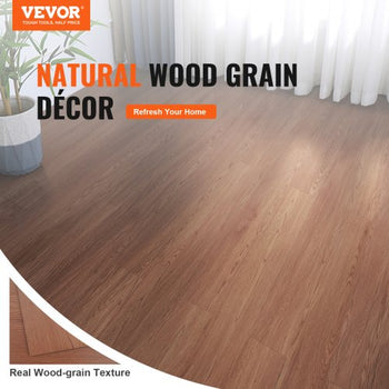 Self Adhesive Vinyl Floor Tiles 36 x 6 inch, 36 Tiles 2.5mm Thick Peel & Stick, Deep Brown Wood Grain DIY Flooring for Kitchen, Dining Room, Bedrooms & Bathrooms, Easy for Home Decor