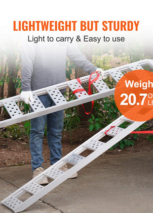 Aluminum Ramps, 1250lbs, Straight Ramp with Treads and Load Straps, Portable Loading Ramp for Motorcycles, ATVs, Trucks, Lawn Mower, Dirt Bike, Garden Tractor, 78"L x 12"W, 2Pcs