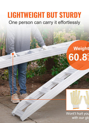 Aluminum Ramps, 6800 lbs, Heavy-duty Ramps with Top Hook Attaching End, Universal Loading Ramp for Motorcycle, Tractor, ATV/UTV, Trucks, Lawn Mower, 72"L x 15"W, 2Pcs