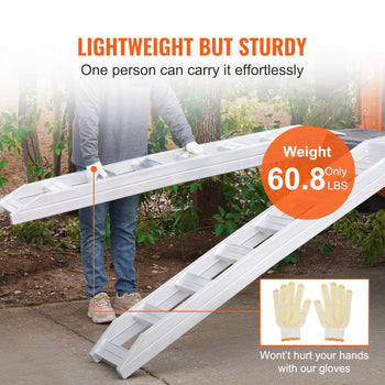 Aluminum Ramps, 6800 lbs, Heavy-duty Ramps with Top Hook Attaching End, Universal Loading Ramp for Motorcycle, Tractor, ATV/UTV, Trucks, Lawn Mower, 72"L x 15"W, 2Pcs