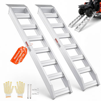 Aluminum Ramps, 6800 lbs, Heavy-duty Ramps with Top Hook Attaching End, Universal Loading Ramp for Motorcycle, Tractor, ATV/UTV, Trucks, Lawn Mower, 72"L x 15"W, 2Pcs