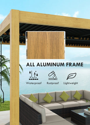 Aluminum Louvered Pergola with Adjustable Roof, 10' x 13' Hardtop Gazebo for Patio, Deck, Garden, Yard, Beach