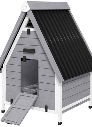 Chicken Coop for 2 Chickens, Outdoor Wooden Chicken House with Removable Nesting Box & Roosting Bar, Tray, Ramp