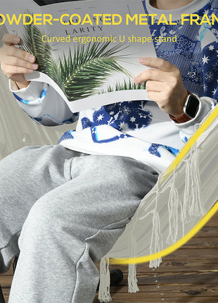 U Shape Stand Hammock Chair, Headrest Include Hammock Swing, Cream White