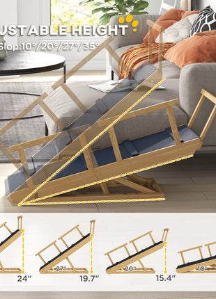 Dog Ramp, Adjustable Height Pet Steps, Foldable Dog Stairs with Non-slip Mat for Small to Large Dogs