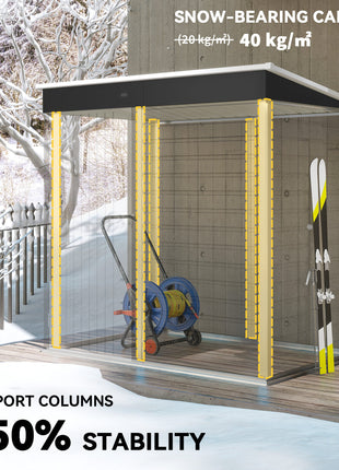 6' x 4' Outdoor Garden Shed, Metal Storage Shed with Lockable Door and Gloves for Backyard Garden Patio, Dark Gray