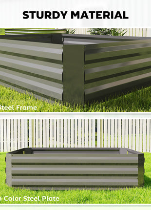 4 x 3 x 3ft Raised Garden Bed with Mini Greenhouse, Galvanized Raised Garden Bed with Cover, Green and Dark Gray