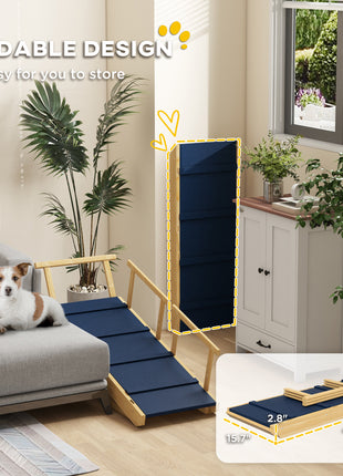 Dog Ramp, Adjustable Height Pet Steps, Foldable Dog Stairs with Non-slip Mat for Small to Large Dogs