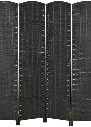 Folding Room Divider Screen 4 Panel 5.6 ' Tall Privacy Screen Freestanding Room Partition for Home Office, Black